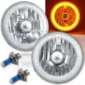 5-3/4 SMD Amber LED Halo Halogen Bulb Headlight Angel Eye Crystal Clear Pair