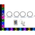 4x 120mm Headlight Multi-Color Changing LED Shift RGB Angel Eye Halo Ring IR Set