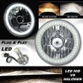 5-3/4" H5006 H5001 SMD White Halo Angel Eye H4 Headlight w/ 18/24w LED Bulb EACH