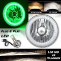 5-3/4" H5006 H5001 Crystal SMD Green Halo H4 Headlight w/ 18/24w LED Bulb EACH