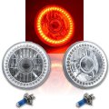 7" Halogen Red SC LED Halo Angel Eye Projector Headlight Light Lamp Bulb Pair