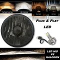 5-3/4" Motorcycle Crystal Smoked Lens Metal Headlight & 6K LED 18/24w Light Bulb