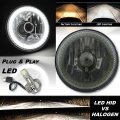 5-3/4" Motorcyle Crystal Smoked Lens White SMD Halo Headlight & 6k LED Bulb EACH