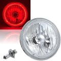 7" Halogen Crystal Clear Red LED Halo Ring H4 Light Bulb Motorcycle Headlight
