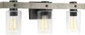 Farmhouse Bathroom Vanity 3 Light Fixture Sconce Wall Glass Black Metal Wood New