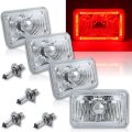 4X6" Red LED Halo Angel Eye Halogen Headlight Headlamp Bulbs Crystal Clear Set