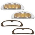 55 Chevy Car Clear Park Turn Signal Light LED Amber Bulb Lamp Lens & Gasket Pair