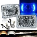 4X6 Blue Halo Projector Crystal Clear Headlamp 6k LED Headlight Light Bulb Pair