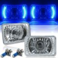 4X6 Blue LED Halo Projector Halogen Headlight Headlamp Bulbs Crystal Clear Pair