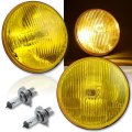 7" H6024/6014 Yellow Amber Stock Glass Headlight H4 Clear Halogen Fog Light Pair