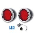54-59 Chevy Truck LED Tail Light Lens & Black Housing Assembly w/ Flasher Pair