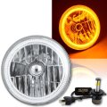 7" Motorcycle Amber COB Halo & H4 20/40w LED Light Bulb Headlight: Harley