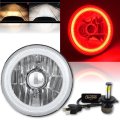 5-3/4" H5006/H5001 Red COB Halo Angel Eye Headlight & 6K 20/40w LED Light Bulb