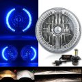 7" Split Blue Halo Ring Angel Eye 6K 20/40w LED Motorcycle Headlight Bulb Single