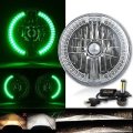 7" Split Green Halo Ring Angel Eye 6K 20/40w LED Motorcycle Headlight Bulb Each