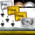 4X6 6k 4000LM LED Stock Clear Yellow Glass Metal Headlight H4 Light Bulb Set