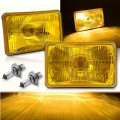 4X6 Semi Sealed Stock Yellow Glass H4 Headlight Halogen Light Bulb 55/60W Pair