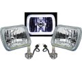 7X6 White COB Halo Glass/Metal Headlight 24w LED Light Bulb Headlamp Pair