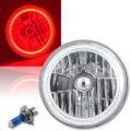 7" H6024/6014 Halogen Red COB LED Halo Ring H4 Light Bulb Angel Eye Headlight