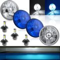 5-3/4" Crystal Clear Headlight Blue Glass Fog Light 20/40w 6K H4 LED Bulbs Set