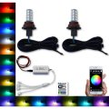 9007 HB5 27 SMD RGB Multi-Color Changing Shift Led Fog Lamp Bulb Bluetooth Pair