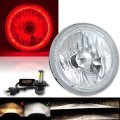 7" Motorcycle Red Halo Angel Eye Headlight & 20/40w 6000k LED Lamp Bulb Harley