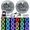 7" Bluetooth Phone RGB SMD Multi Color Halo LED 6k Headlights For Jeep Wrangler