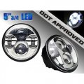 5-3/4" 5.75" White LED Projector Light Bulb Headlight Chrome Crystal Clear Pair