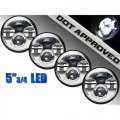 5-3/4" White 6k LED Projector Light Bulb Headlight Chrome Crystal Clear Set of 4