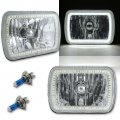 7X6" White SMD LED Halo Angel Eye Clear Headlight 55/60W Halogen Light Bulb Pair