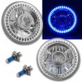 7" Halogen Blue SC LED Halo Angel Eye Projector Headlight Light Lamp Bulb Pair