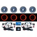 5-3/4 Red LED Halo Angel Eyes Projector Headlight H4 6000K HID Light Bulbs Set