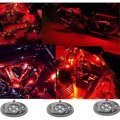 3Pc Red LED Chrome Modules Motorcycle Chopper Frame Neon Glow Lights Pods Kit