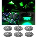 6Pc Green LED Chrome Modules Motorcycle Chopper Frame Neon Glow Lights Pods Kit