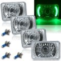 4X6" Green LED Halo Projector Halogen Headlight Headlamp Bulbs Crystal Clear Set