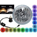 7" Motorcycle RGB Multi-Color White Red Blue Green COB Halo HID LED H4 Headlight