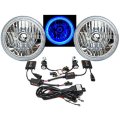 7" SMD Blue LED Halo Angel Eye Headlamp Headlight HID 6000K 6K Bulbs Pair (Img)