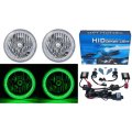 7" SMD Green LED Halo Angel Eye Headlamp Headlight HID 6K 6000K Light Bulbs Pair