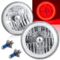 7" COB LED Red Halo Angel Eye H4 Headlamp Headlight Halogen 60w Light Bulb Pair