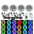 5-3/4" RF RGB COB LED Color Change Halo Shift Angel Eye 6000K HID Headlights Set