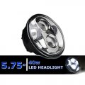 5-3/4" 5.75" White LED Projector Light Bulb Headlight Chrome Crystal Clear Each