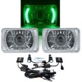 4X6" Green LED Halo Projector 6K 6000K HID Headlight Headlamp Crystal Clear Pair