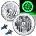 7" Green COB LED Halo Angel Eye H4 Headlamp Headlight Halogen Light Bulb Pair