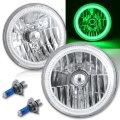 7" COB LED Green Halo Angel Eye H4 Headlamp Headlight Halogen Light Bulb Pair