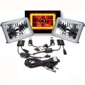 4X6" Amber LED SMD Halo Crystal Glass/Metal Headlight 6K HID Light Bulb Pair