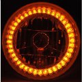 7" Halogen Motorcycle Amber LED Halo Ring H4 Light Bulb Headlight For: Harley