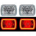 7X6" Red COB LED Glass/Metal Headlight Halogen Light Bulbs Headlamp Pair