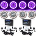 5-3/4" Purple COB SMD LED Halo Angel Eye 6000K 6K HID Light Bulbs Headlights Set