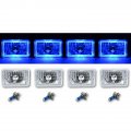 4X6" Blue LED Halo Angel Eye Halogen Headlight Headlamp Bulbs Crystal Clear Set
