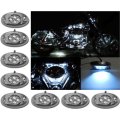 8Pc White LED Chrome Modules Motorcycle Chopper Frame Neon Glow Lights Pods Kit